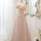 Rosa Tüll Pailletten langes Ballkleid Rosa Abendkleid 10173