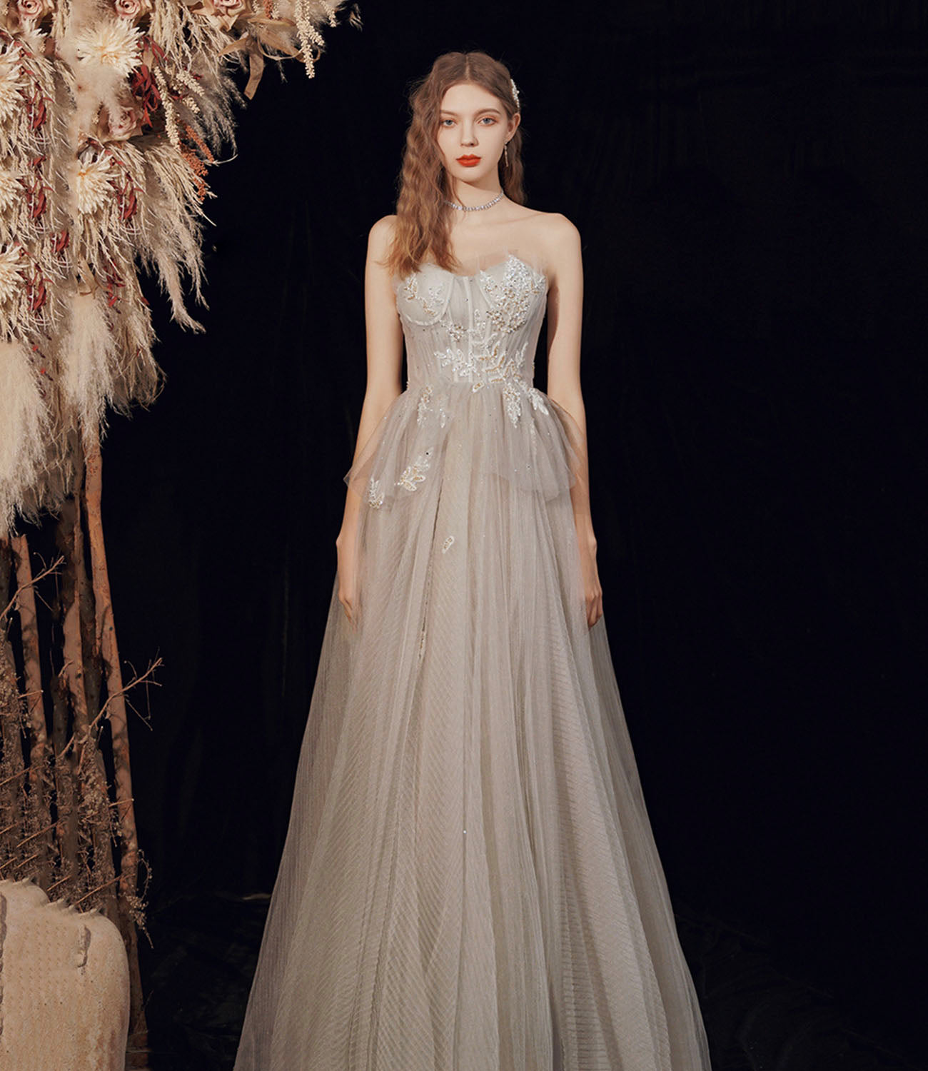 Süßes Tüll Pailletten langes Ballkleid Abendkleid 10189