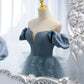 Blaues langes Ballkleid aus Tüll blaues Abendkleid 10151