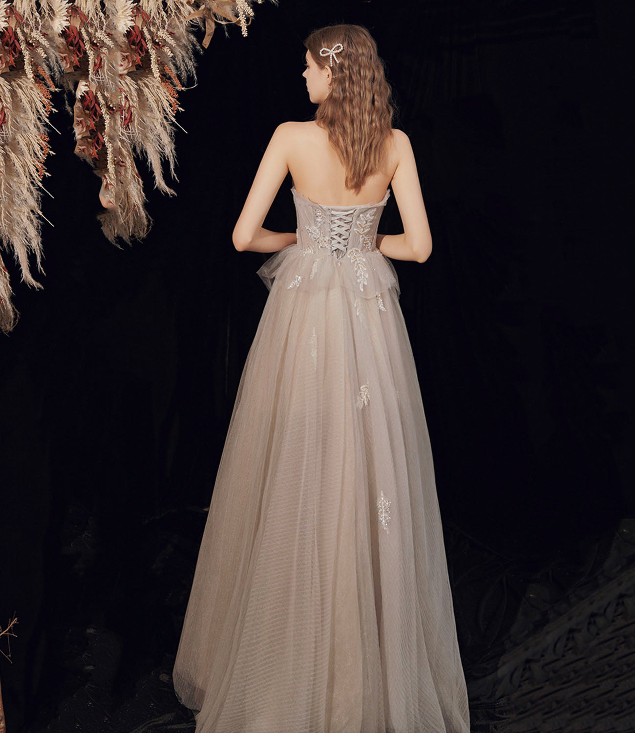 Süßes Tüll Pailletten langes Ballkleid Abendkleid 10189