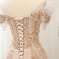 Rosa Tüll Pailletten langes Ballkleid Rosa Abendkleid 10173