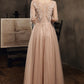 Stylish tulle lace long prom dress long sleeve evening dress  10176
