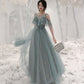 Cute tulle long A ine prom dress evening gown  10137