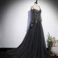 Langes Ballkleid aus grauer Tüllspitze A-Linie Abendkleid 10109
