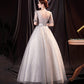 Langes Ballkleid aus grauem Tüll mit Pailletten, formelles Kleid 10147