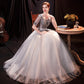 Langes Ballkleid aus grauem Tüll mit Pailletten, formelles Kleid 10147