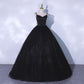 Black v neck tulle long ball gown dress formal dress  10065