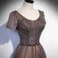 Shiny tulle beads long prom dress A line evening gown  10108