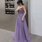 Lila Tüll Spitze langes Ballkleid A-Linie Abendkleid 10127