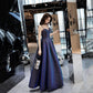 Simple satin long prom dress A line evening gown  10110