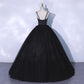 Black v neck tulle long ball gown dress formal dress  10065