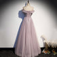 Cute tulle beads long A line prom dress evening gown  10038