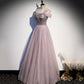 Cute tulle beads long A line prom dress evening gown  10038