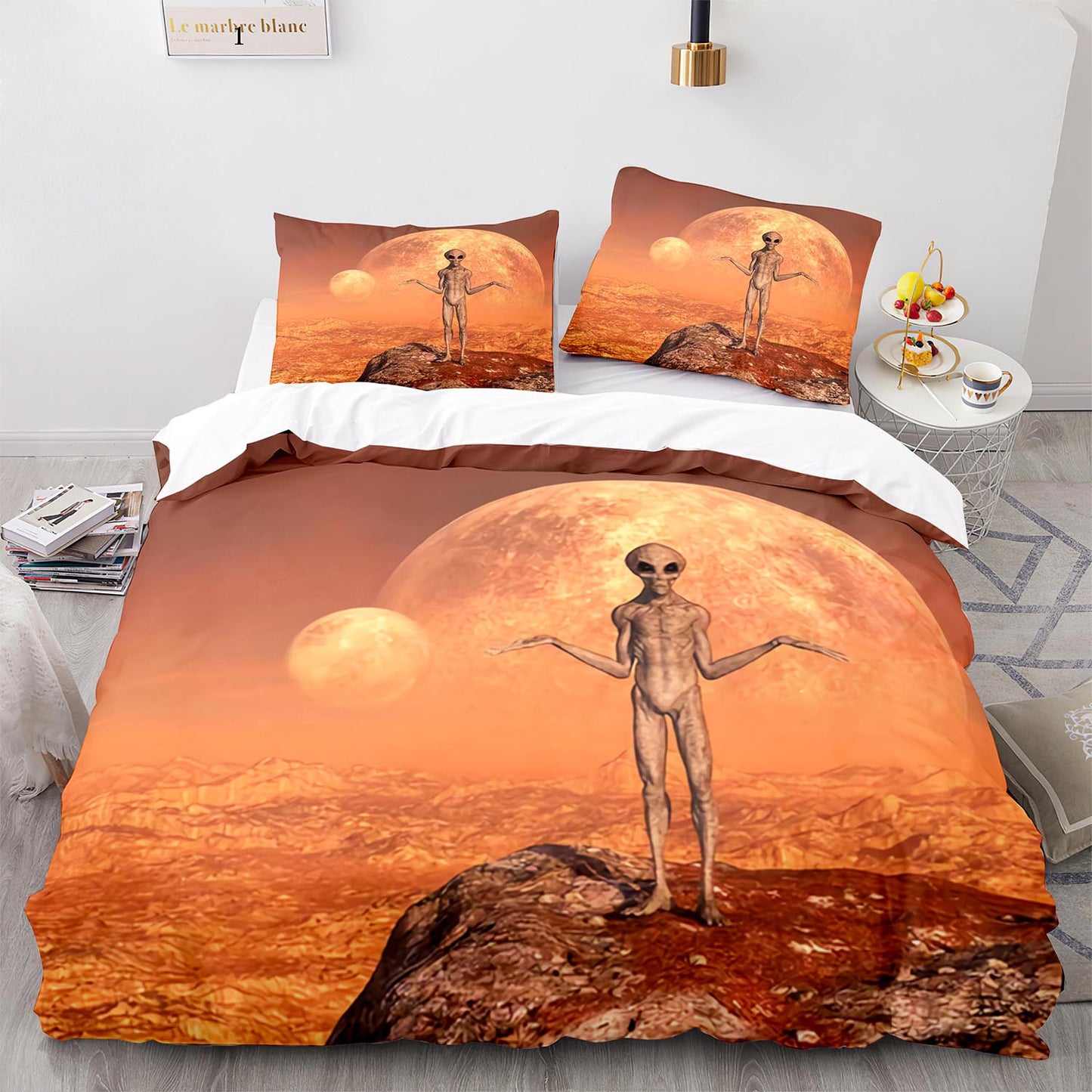 Parure de lit avec housse de couette et taies d'oreiller pour adolescents et adultes, taille King size, WXR1021