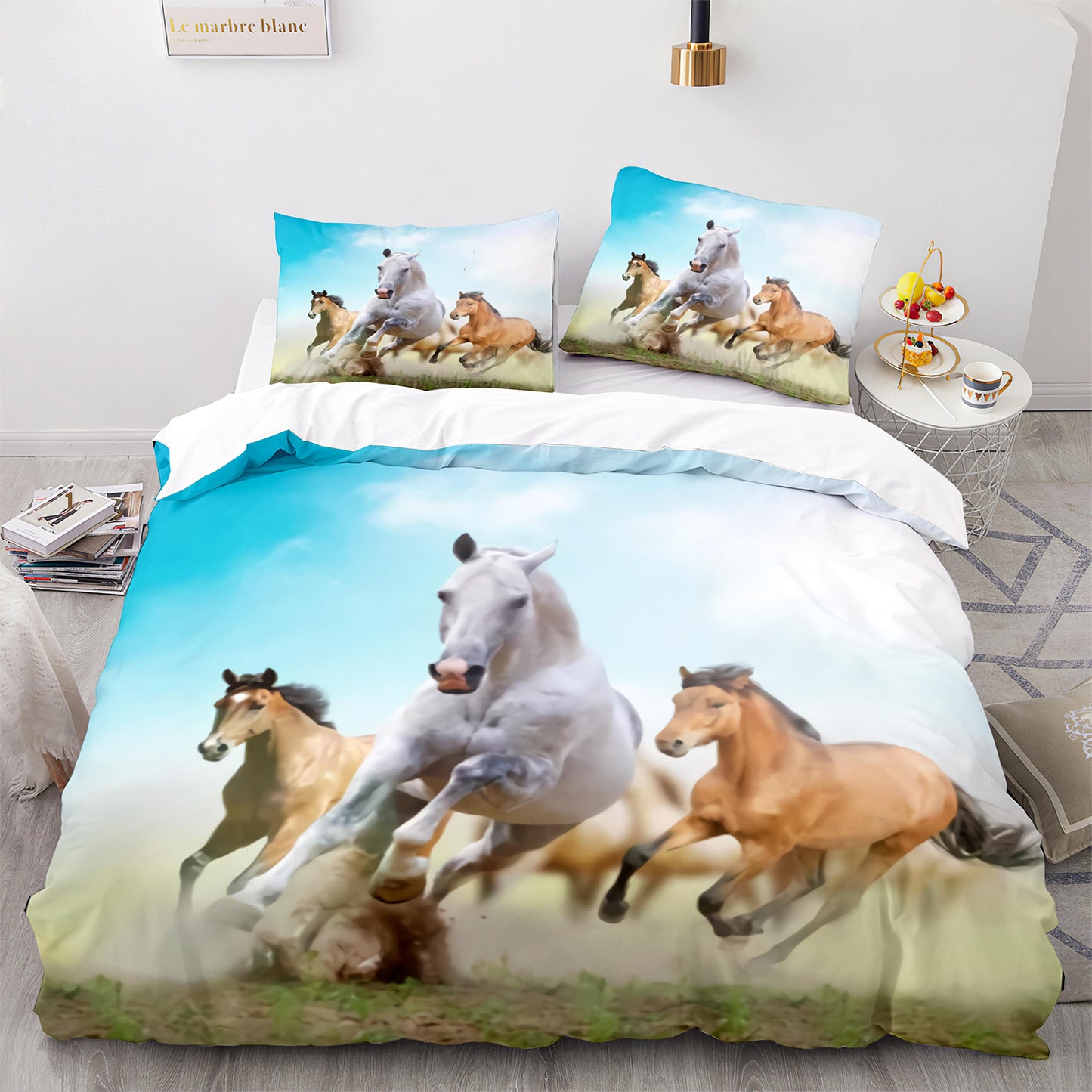 Cutom Bettbezug-Set Muster Chic Bettbezug King Size für Teenager Erwachsene Bettwäsche-Set mit Kissenbezügen M1045