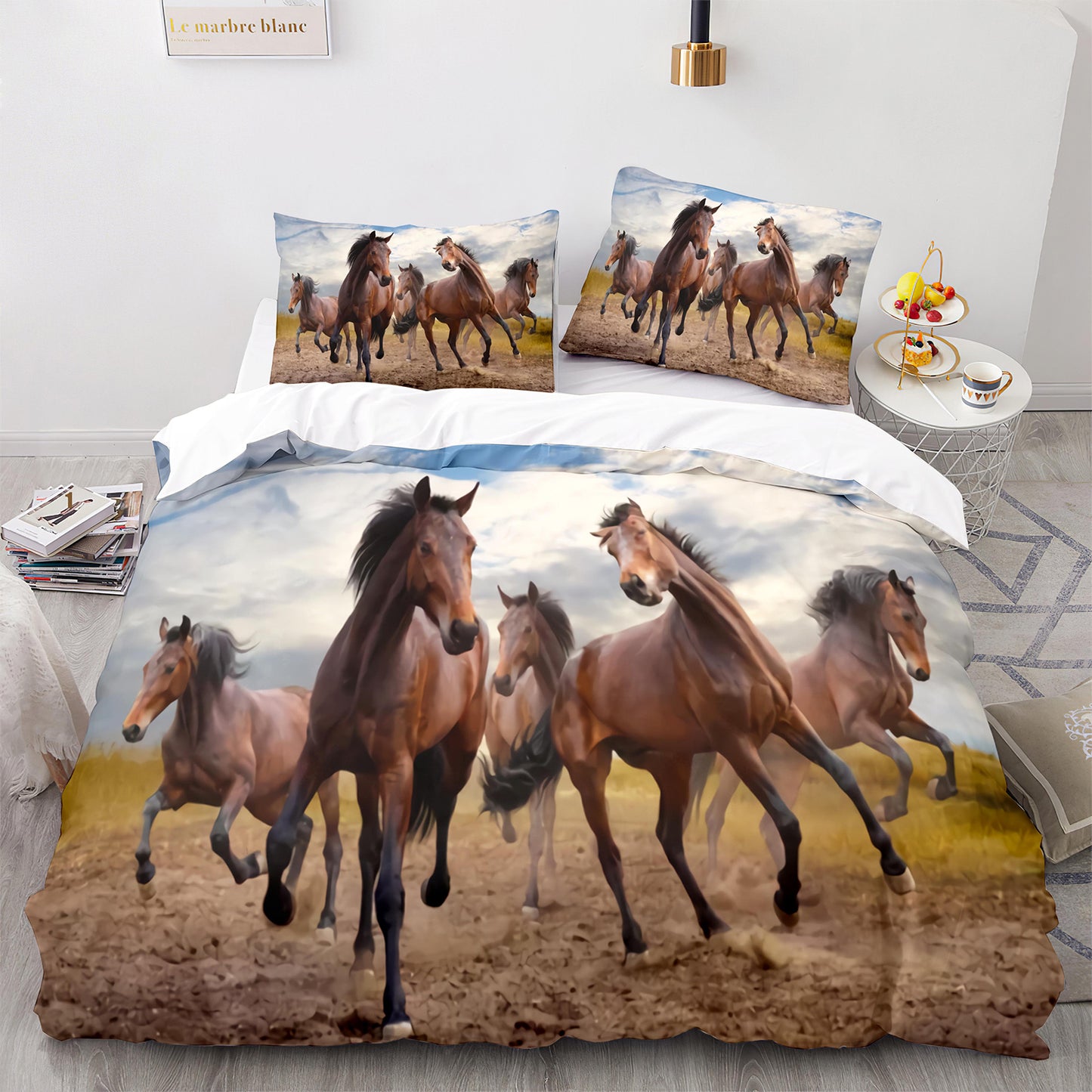 Cutom Bettbezug-Set Muster Chic Bettbezug King Size für Teenager Erwachsene Bettwäsche-Set mit Kissenbezügen M1051