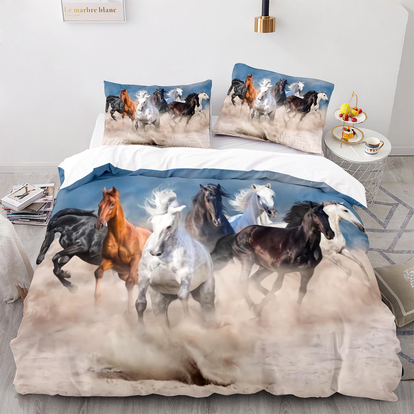 Parure de lit avec housse de couette et taies d'oreiller pour adolescents et adultes, taille King size, M1065