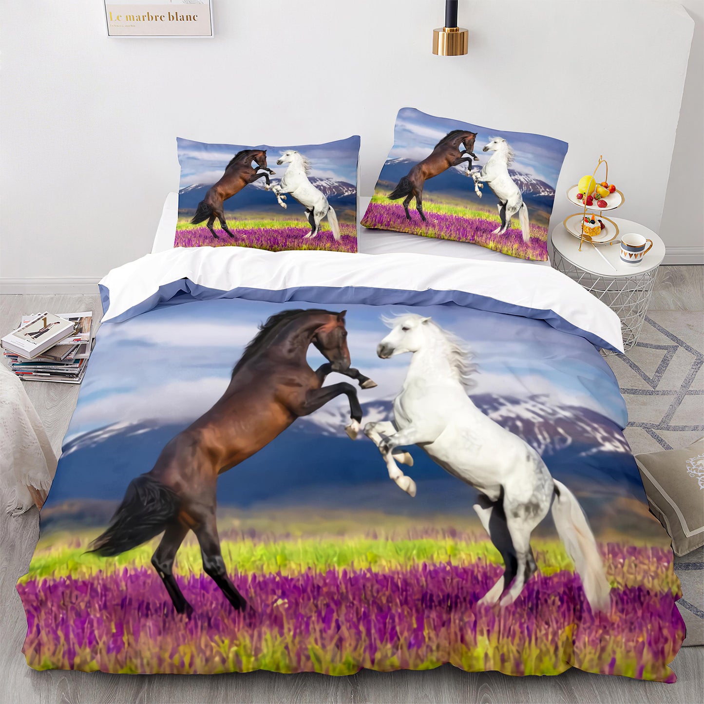 Cutom Bettbezug-Set Muster Chic Bettbezug King Size für Teenager Erwachsene Bettwäsche-Set mit Kissenbezügen M1068