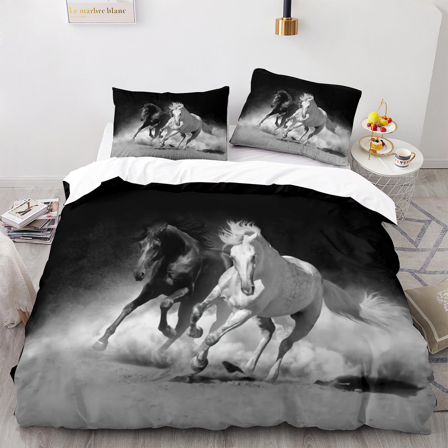 Cutom Bettbezug-Set Muster Chic Bettbezug King Size für Teenager Erwachsene Bettwäsche-Set mit Kissenbezügen M1084