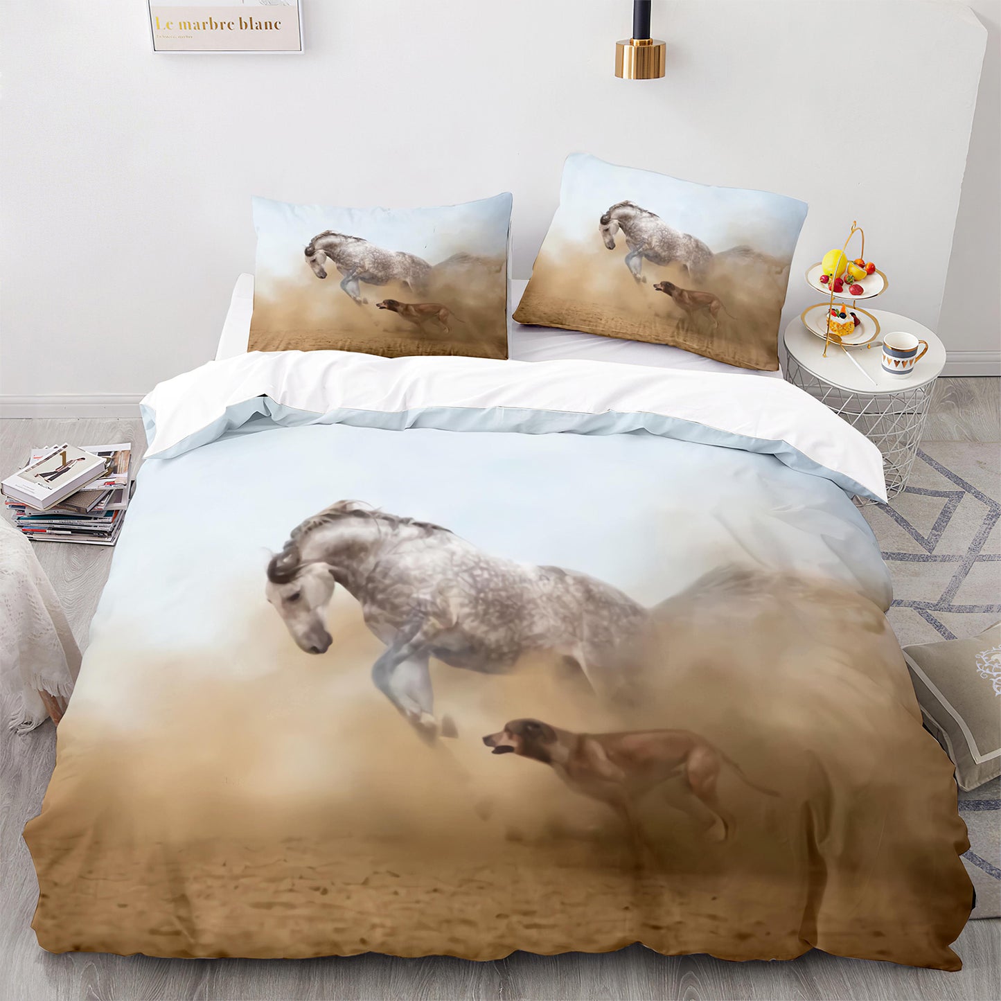 Parure de lit avec housse de couette et taies d'oreiller pour adolescents et adultes, taille King size, M1085