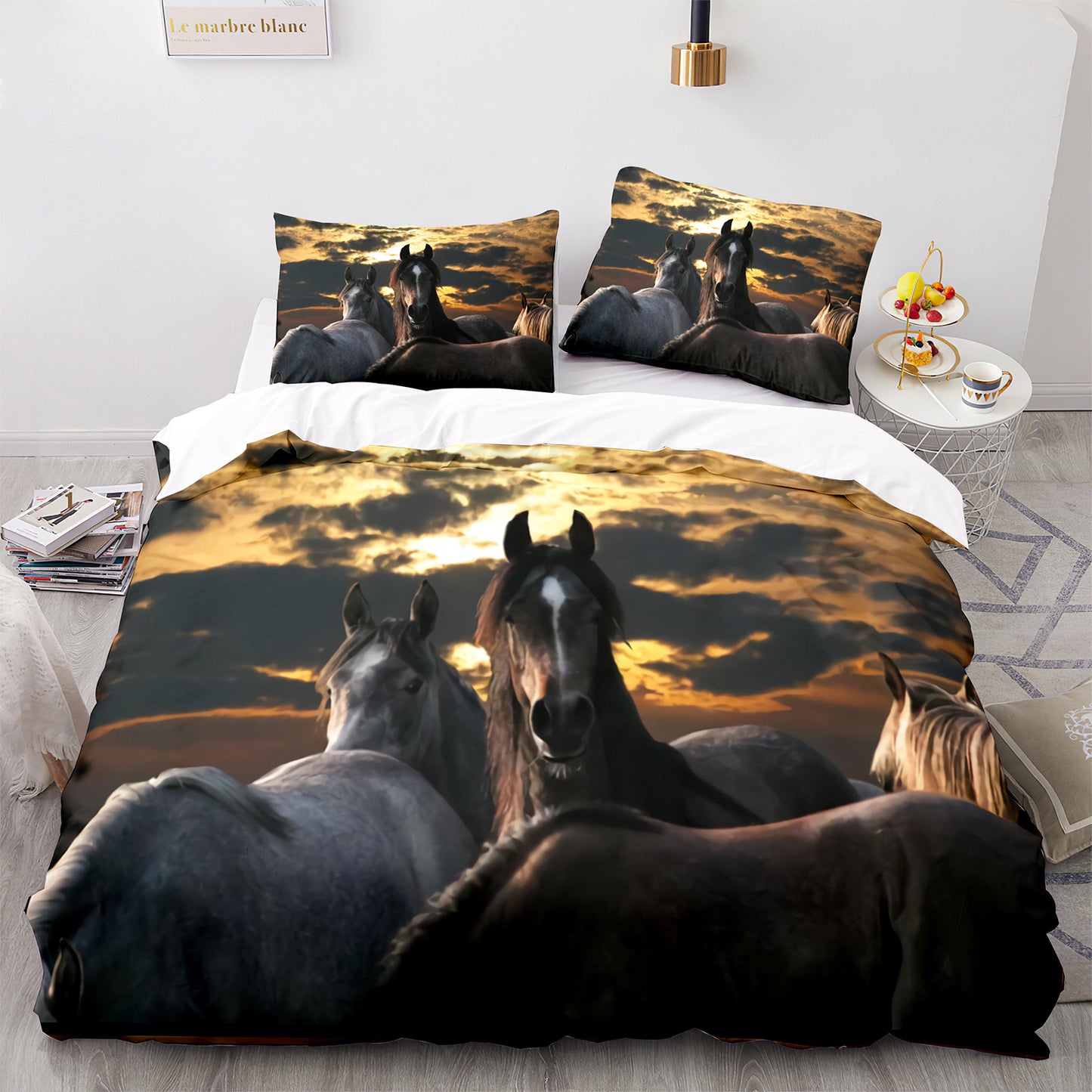Parure de lit avec housse de couette et taies d'oreiller pour adolescents et adultes, taille King size, M1096