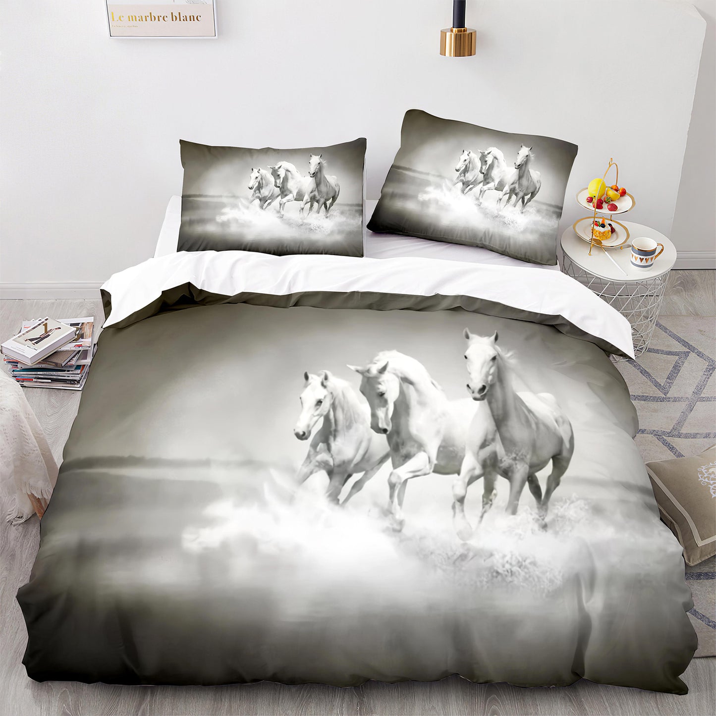 Cutom Bettbezug-Set Muster Chic Bettbezug King Size für Teenager Erwachsene Bettwäsche-Set mit Kissenbezügen M1108