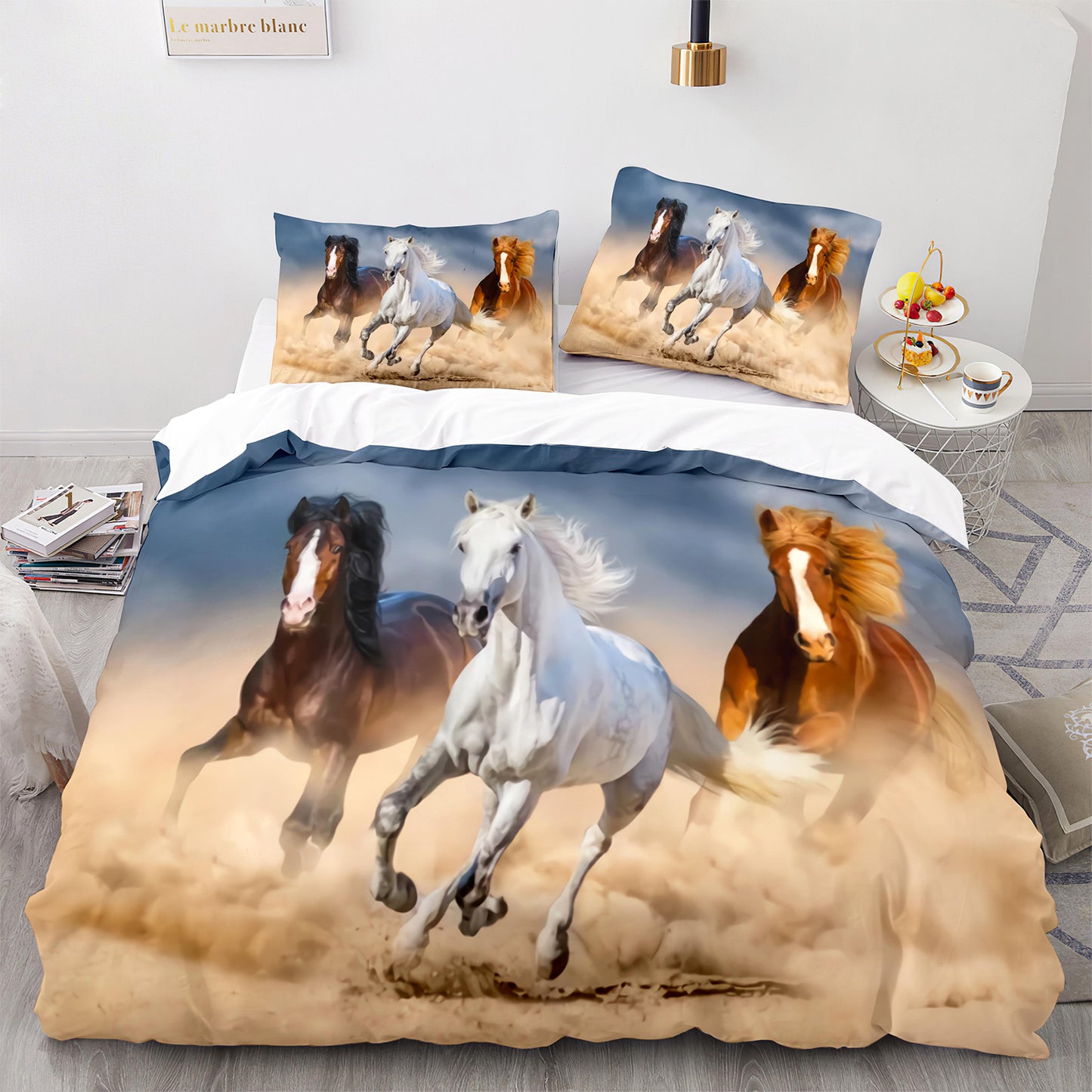 Cutom Bettbezug-Set Muster Chic Bettbezug King Size für Teenager Erwachsene Bettwäsche-Set mit Kissenbezügen M1118