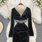 Sexy V Neck Velvet Beads Dress Fashion Dress  10927