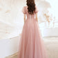 Rosa langes Ballkleid aus Tüll Rosa Abendkleid 10258