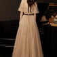 Cute tulle long prom dress A line evening gown  10177