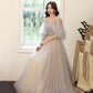 Cute tulle lace A line prom dress lace evening dress  10560