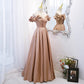 Cute satin long A line prom dress evening gown  10072