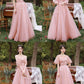 Pink tulle long prom dress A line evening dress  10587