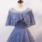 Blue tulle sequins long ball gown dress evening dress  8619