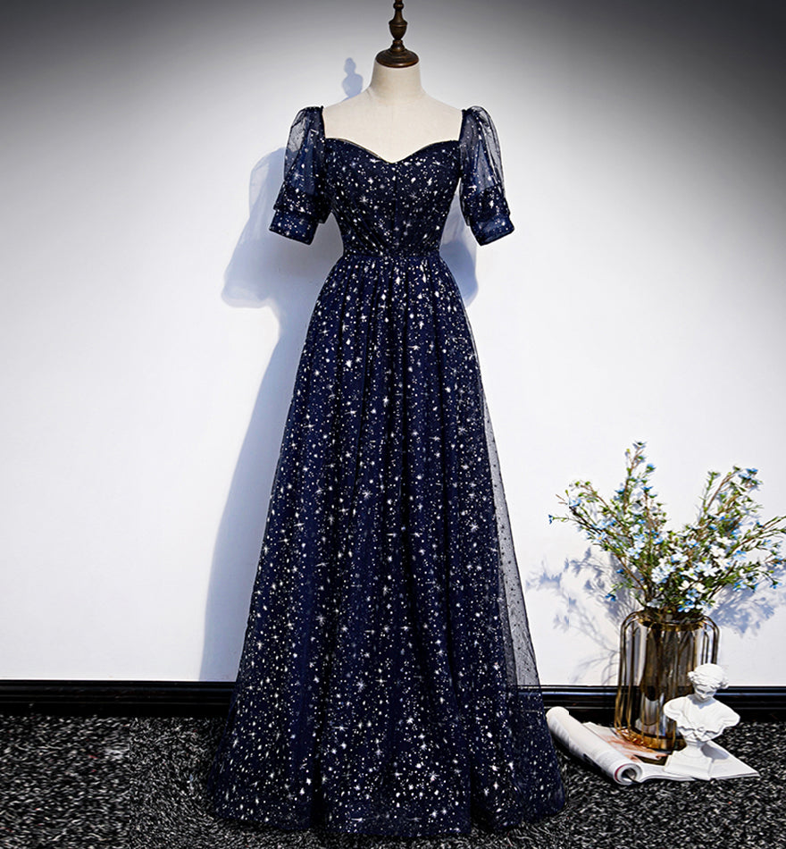 Blaues langes Ballkleid aus Tüll blaues Abendkleid 8425