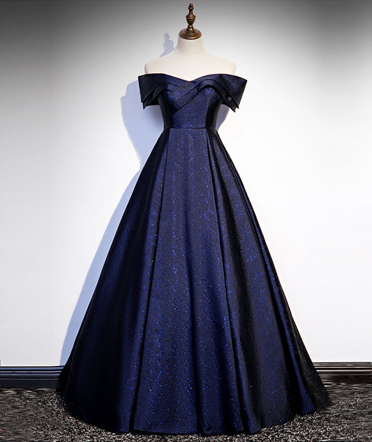 Blue Shiny Elegant Long Satin Ball Gown Evening Dress formal dress 8551