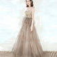Cute tulle sequins long prom dress A line evening dress  10546