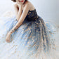 Blue tulle long prom dress blue evening dress  10590