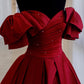 Burgunderrotes Vintage-Mode-Abendkleid mit exquisiter Perlenverzierung in A-Linie und langem Satin-Ballkleid 8720