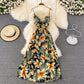 Robe fleurie mignonne à col en V avec nœud Robe tendance 10790