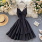 Robe courte mignonne à col en V Robe trapèze tendance 10876