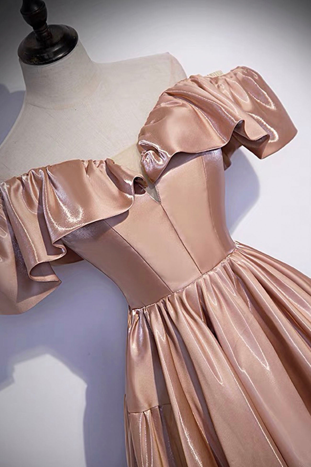 Robe de soirée longue en satin mignonne Robe de soirée trapèze 10179