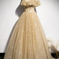 Gold A line sequins long ball gown dress formal dress  8597