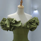 Grünes Satin langes A-Linie Ballkleid Abendkleid 8816