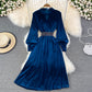 Robe élégante à manches longues en velours Robe tendance 10849