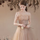 Cute tulle beads long prom dress A line evening dress  10396