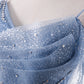 Blue tulle long A line prom dress fashion dress  8763