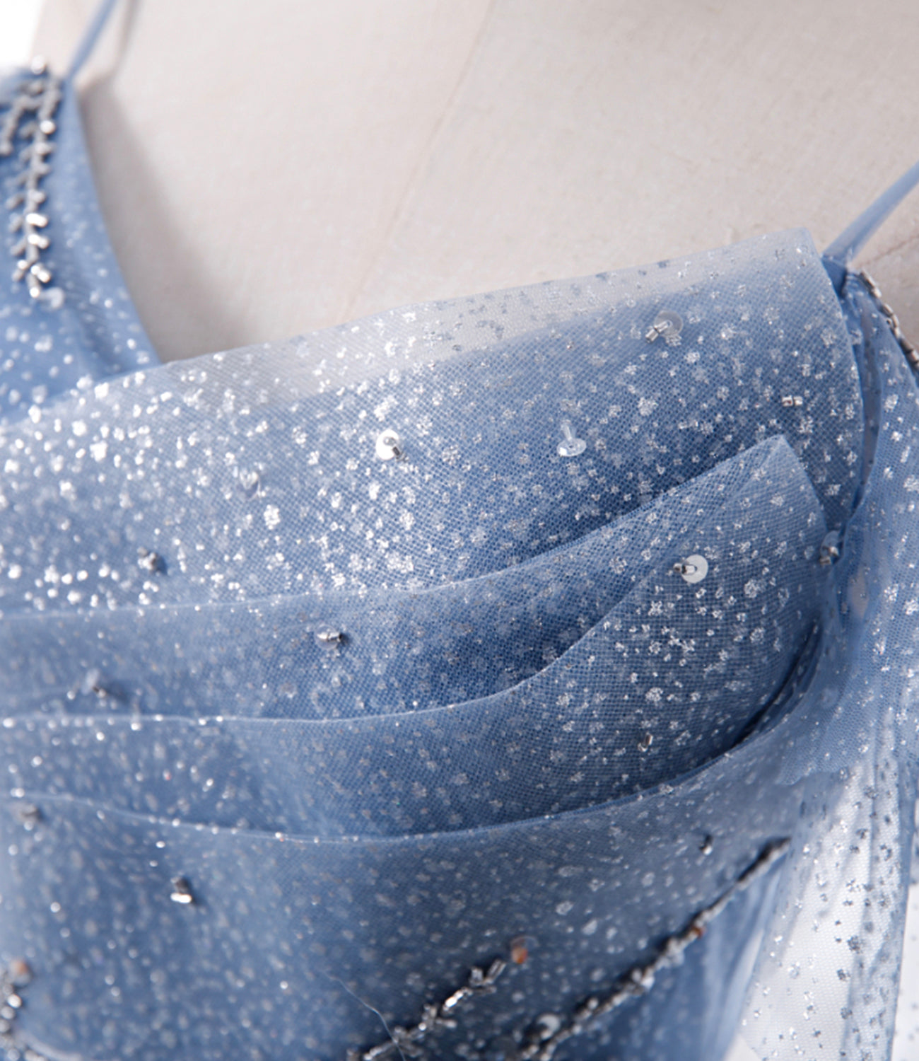 Blue tulle long A line prom dress fashion dress  8763