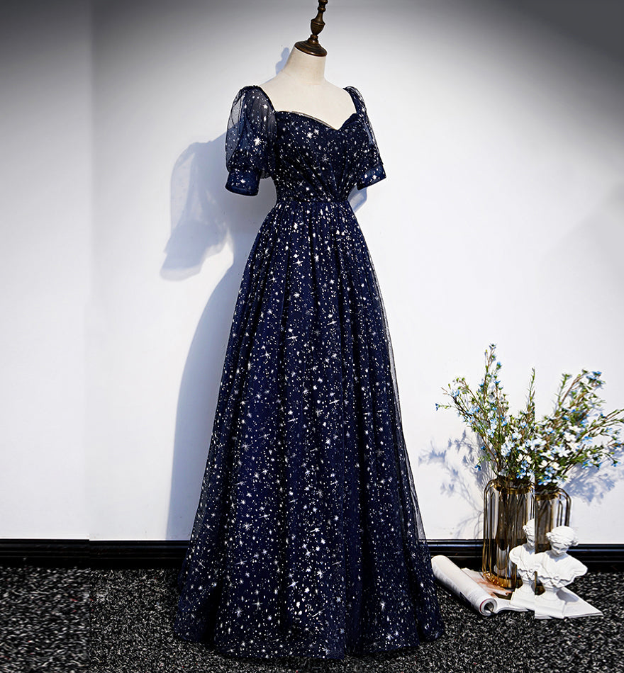Blaues langes Ballkleid aus Tüll blaues Abendkleid 8425