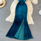 Sexy V-Ausschnitt Samt Langes Kleid Modekleid 10782 